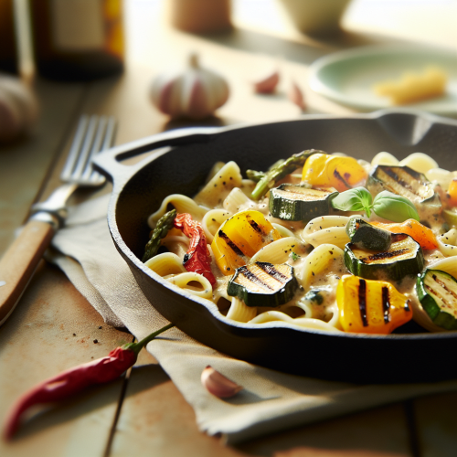 Image for Grilled Vegetable Gemelli with Creamy Basil Sauce