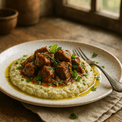 Image for Politiko Hünkâr Beğendi – Ottoman Lamb Stew with Creamy Eggplant Purée