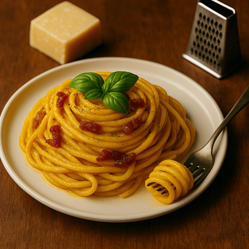 Image for Creamy Saffron Spaghettoni with Crispy Guanciale