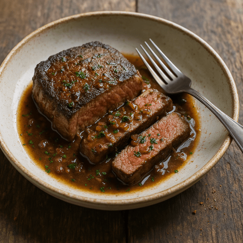 Image for Pan-Seared Steak with Red Wine Shallot Sauce