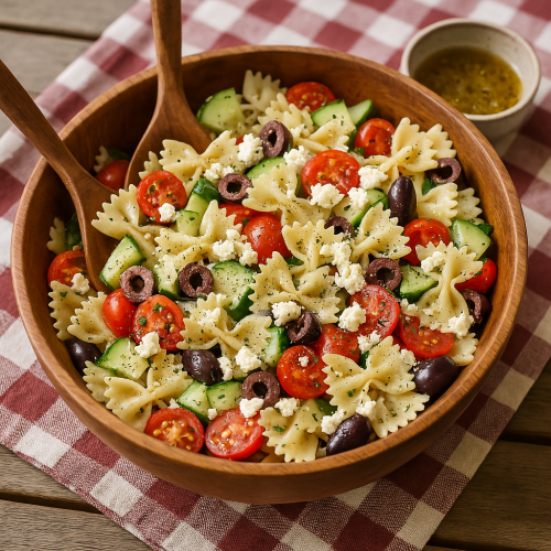 Image for Mediterranean Farfalle Salad with Lemon-Herb Vinaigrette
