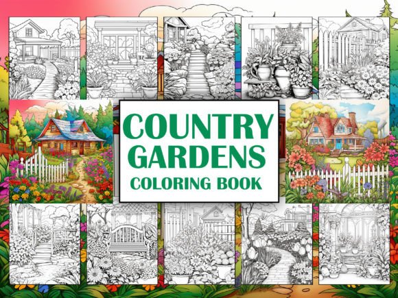 Country Gardens Coloring Book Cover