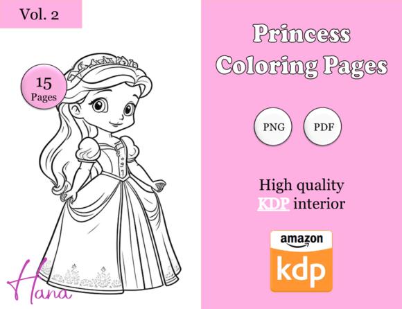 Princess Coloring Book Cover with 15 Pages
