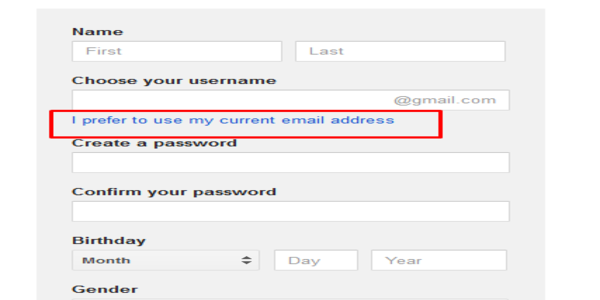 gmail use my current email instead