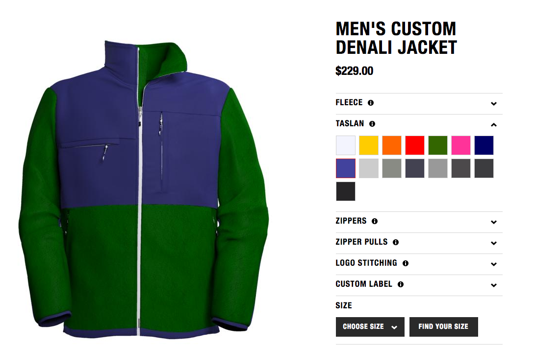 north face product customizer
