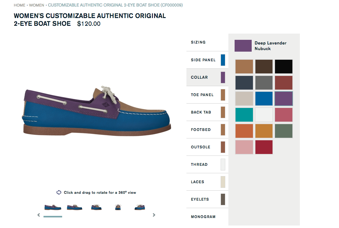 sperry product customizer