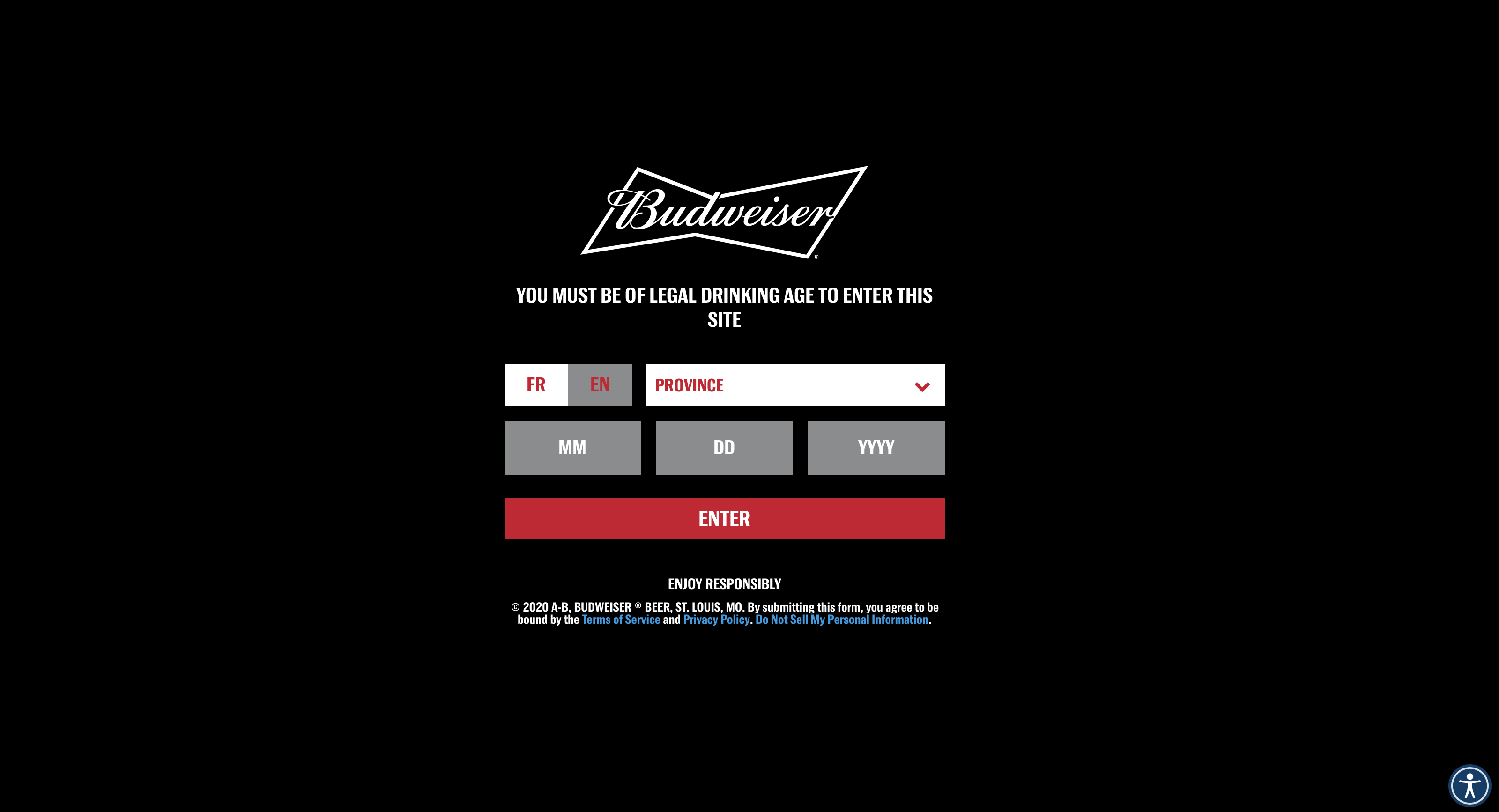 budweiser canada gated entry age verification