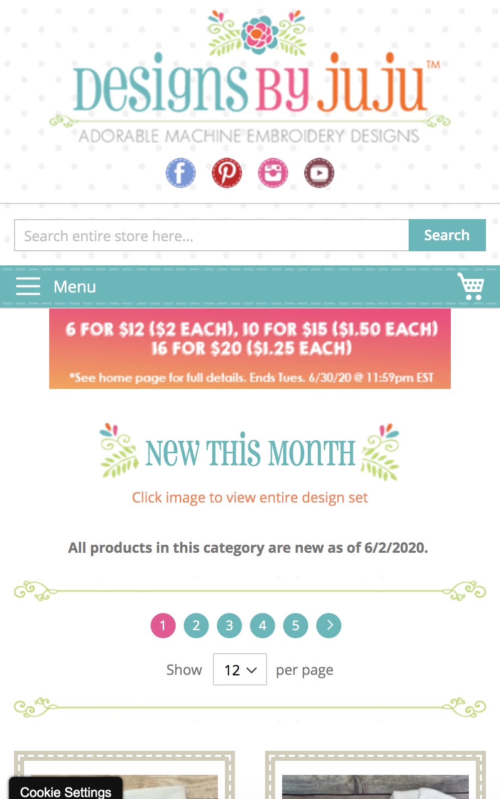 Designs By JuJu Mobile Category Page