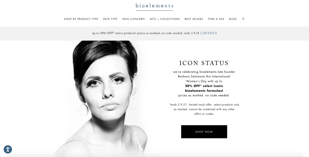 biolements homepage skincare shopify site