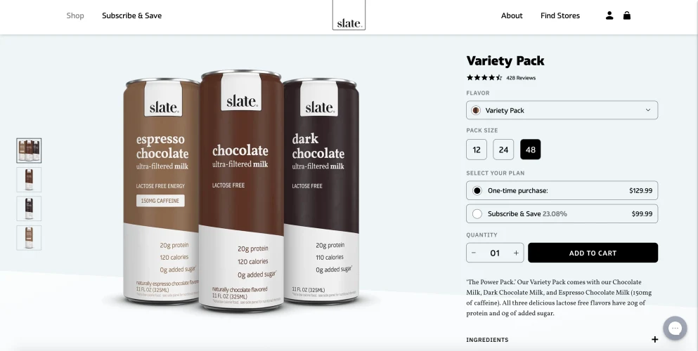 slate milk featured image shopify desktop subscription page