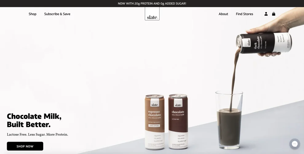 slate milk shop homepage shopify store desktop