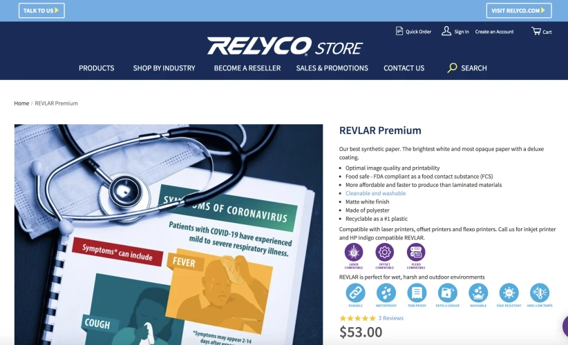 Relyco Store Magento Product Page