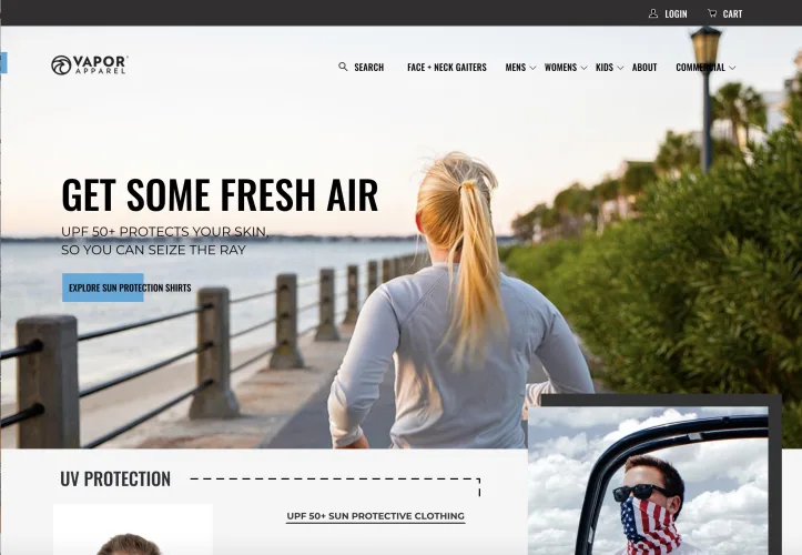 Vapor Apparel Homepage Screenshot