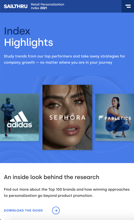 sailthru personalization mobile highlights