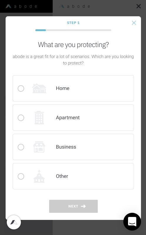 Abode Step by Step Screen