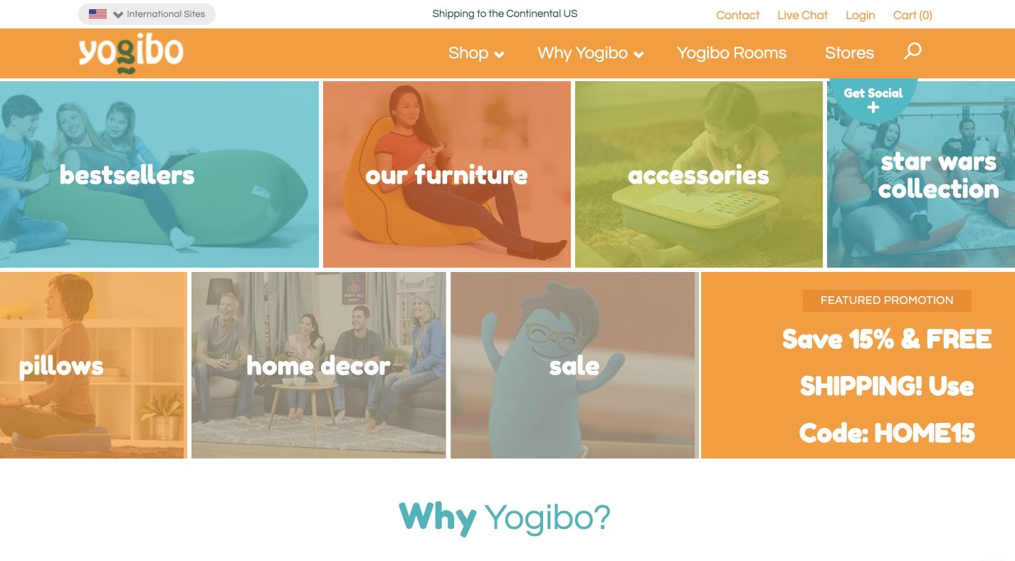 Yogibo Magento Category page
