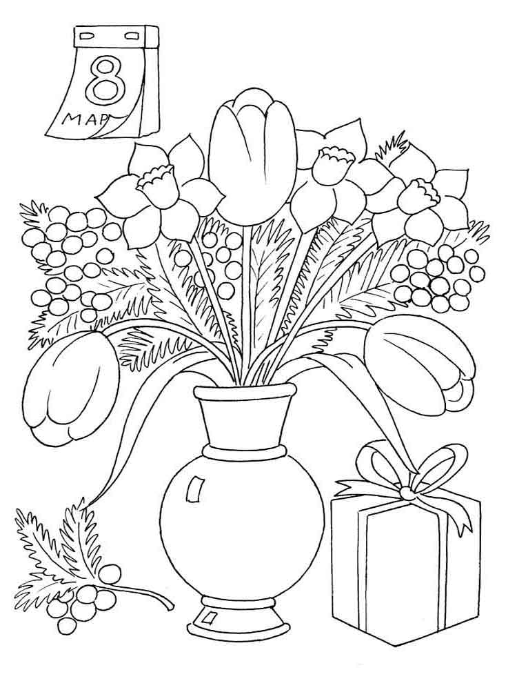 Раскраски на 8 марта - Распечатайте и поздравьте женщин!