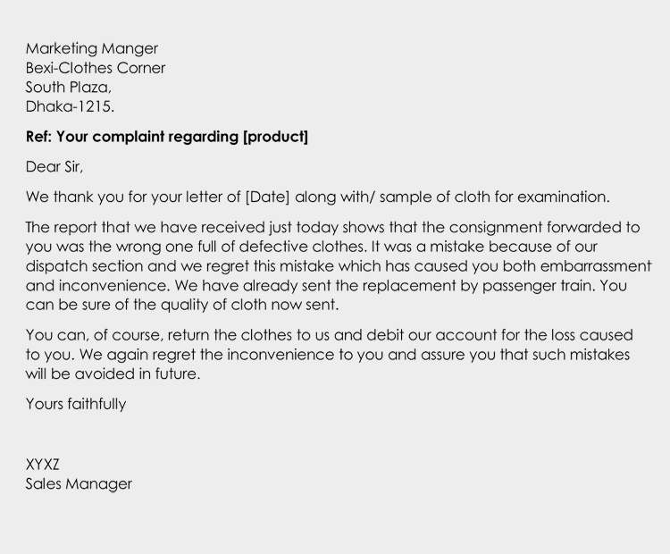 Sample Adjustment Letter for Spoiled Products