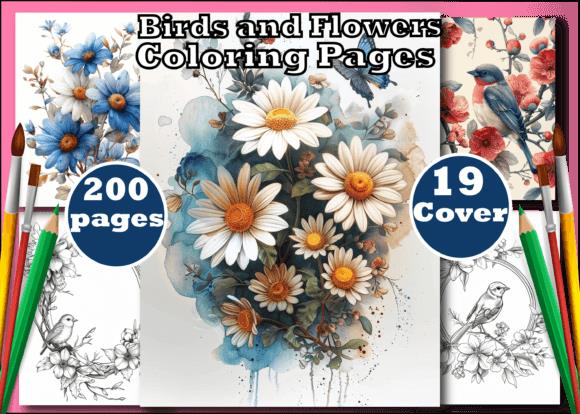 Birds and Flowers Adult Coloring Book Cover
