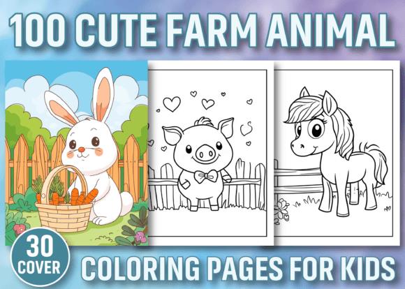 Cute Farm Animal Coloring Book Cover