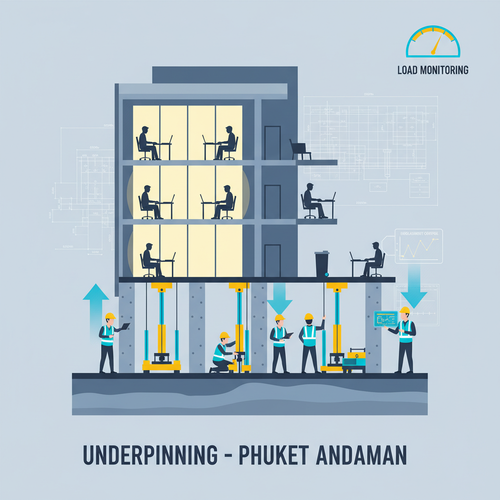 3️.3 Underpinning (การยกฐานราก – ไม่รบกวนการใช้งานอาคาร)