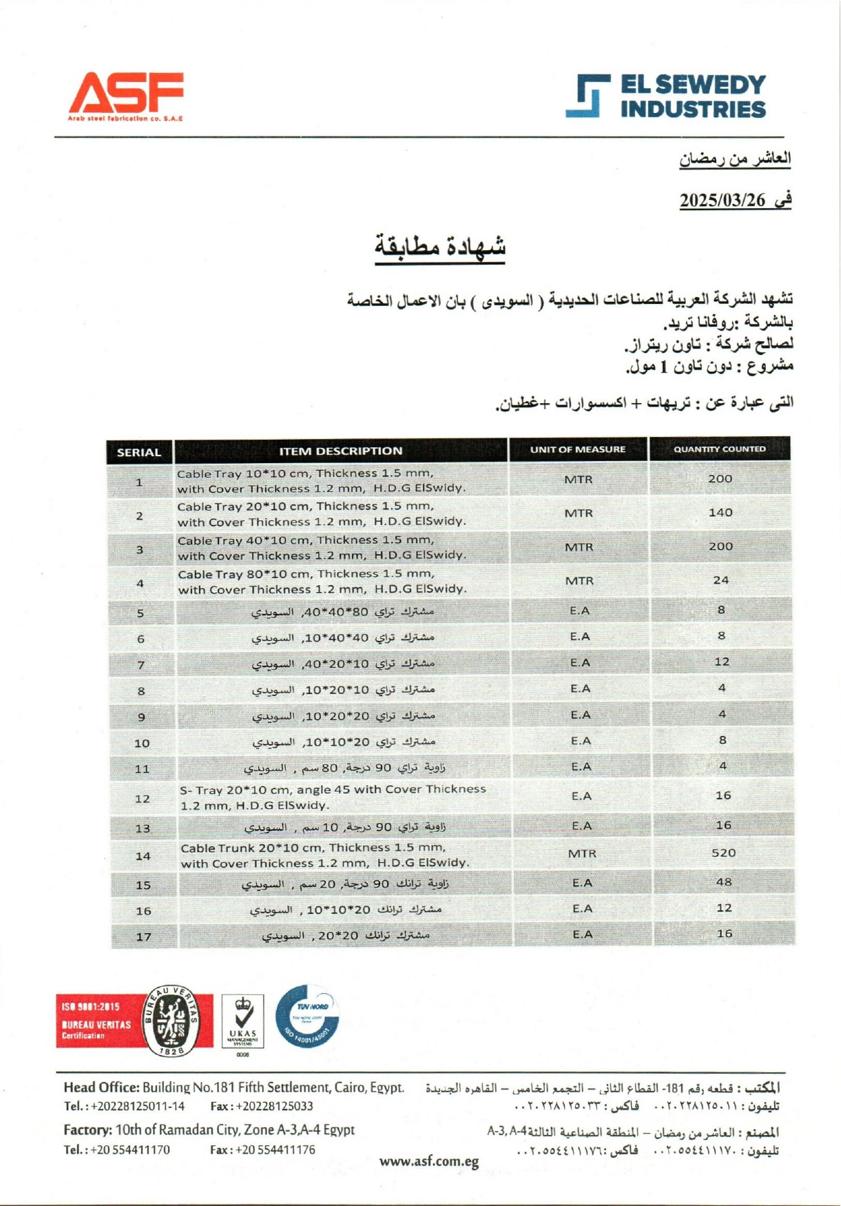 Rovana Trade ISO Certification