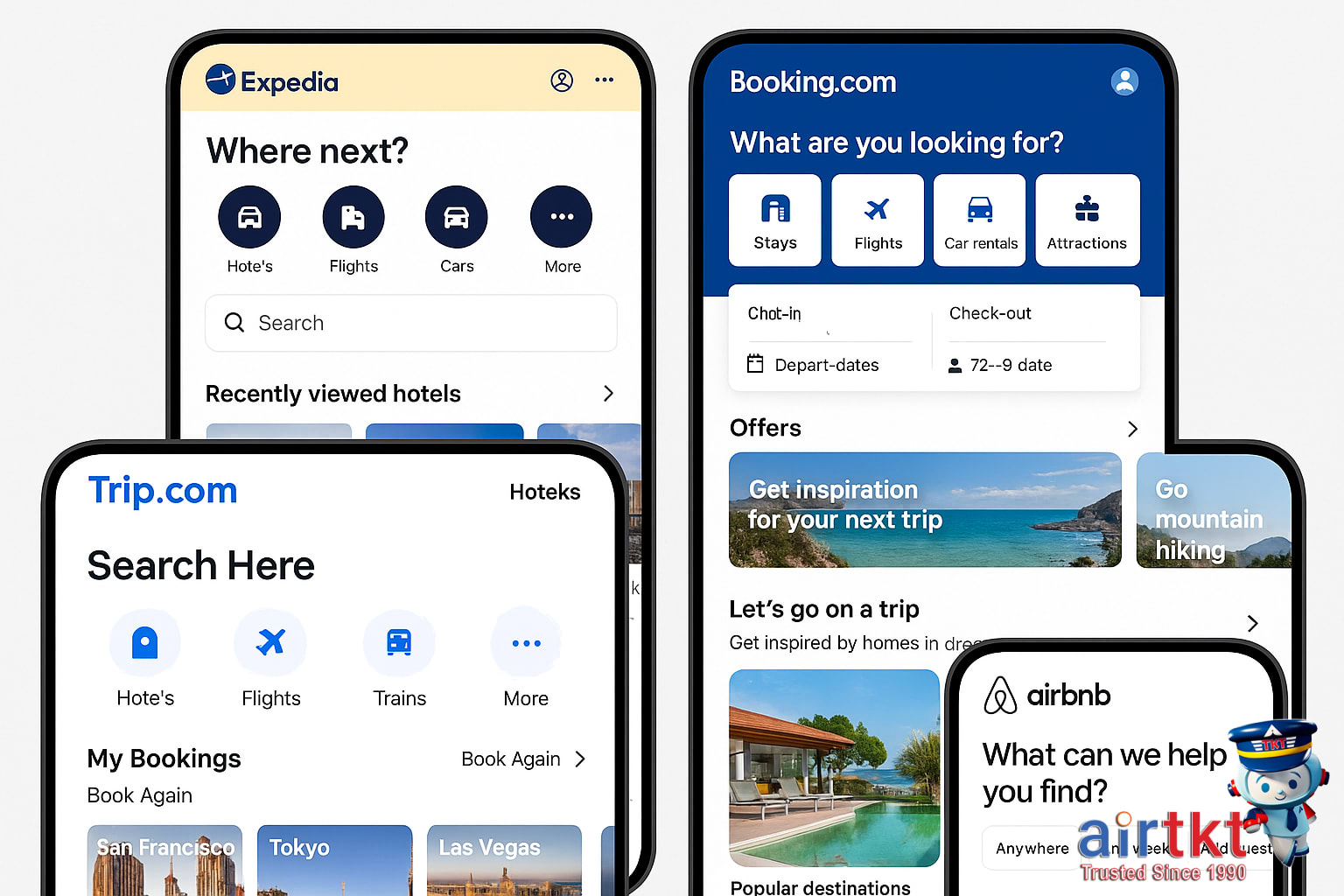 Traveler using smartphone to access travel apps