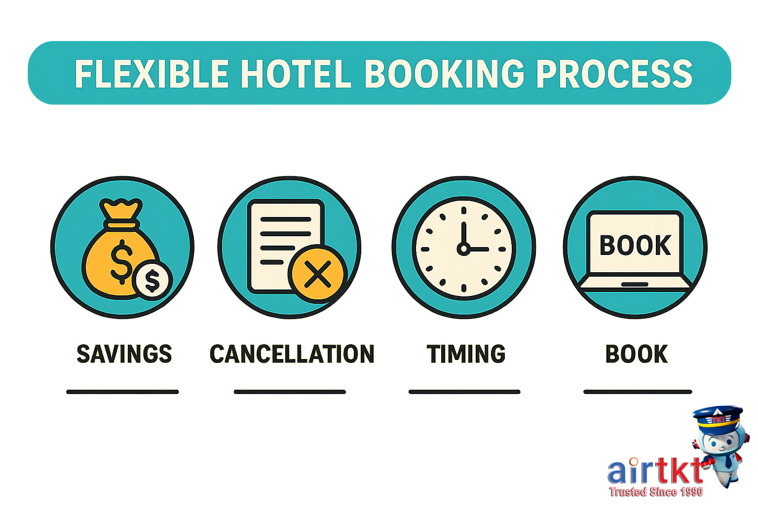 Flexible hotel booking process on a laptop