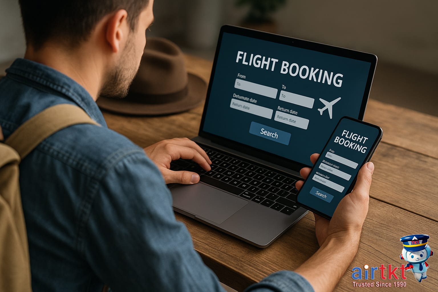 Person setting up travel alerts and tools on laptop