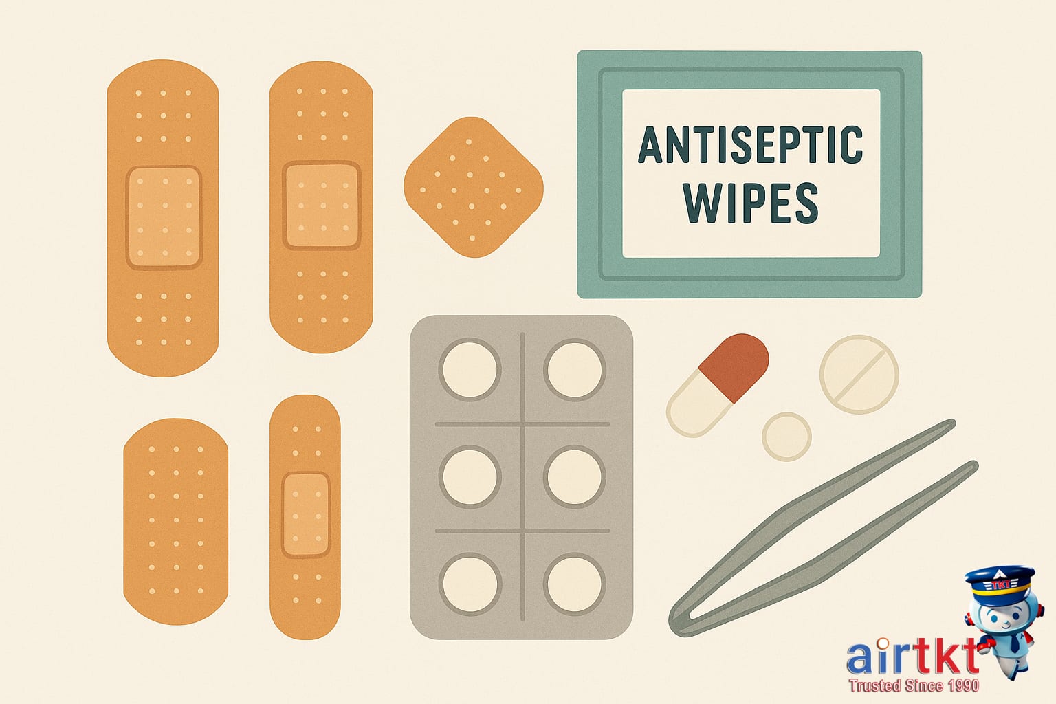 Travel first aid kit with essential medical supplies