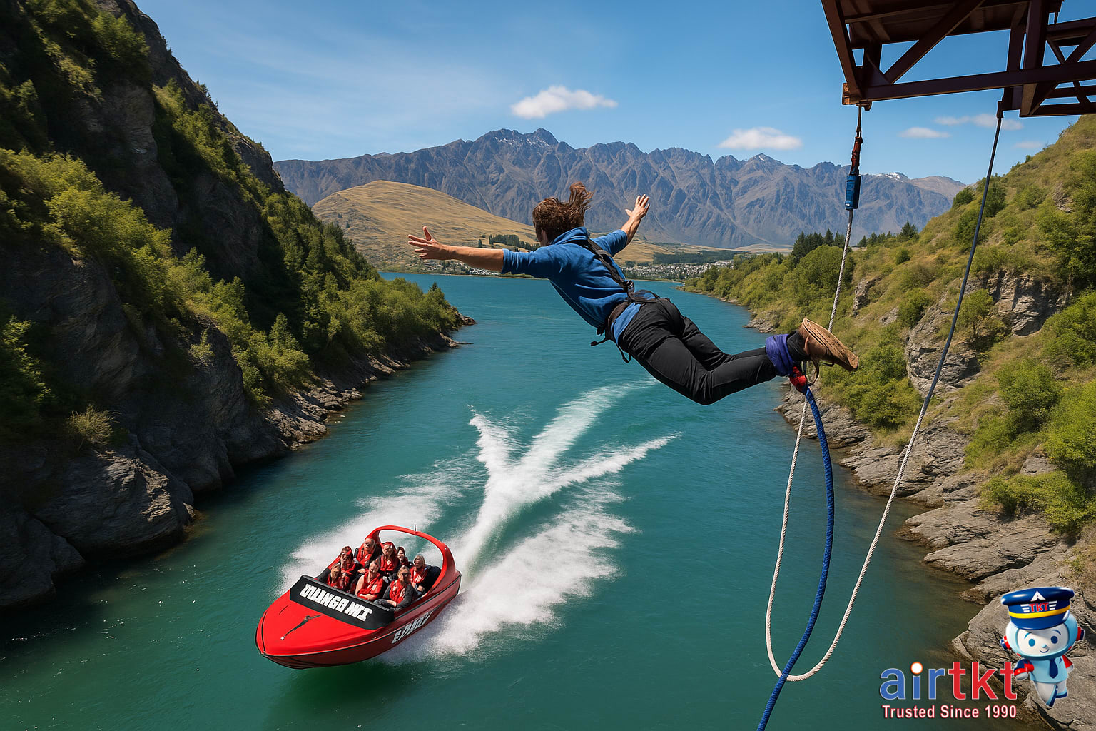 Scenic view of Lake Wakatipu with the Remarkables mountains in Queenstown