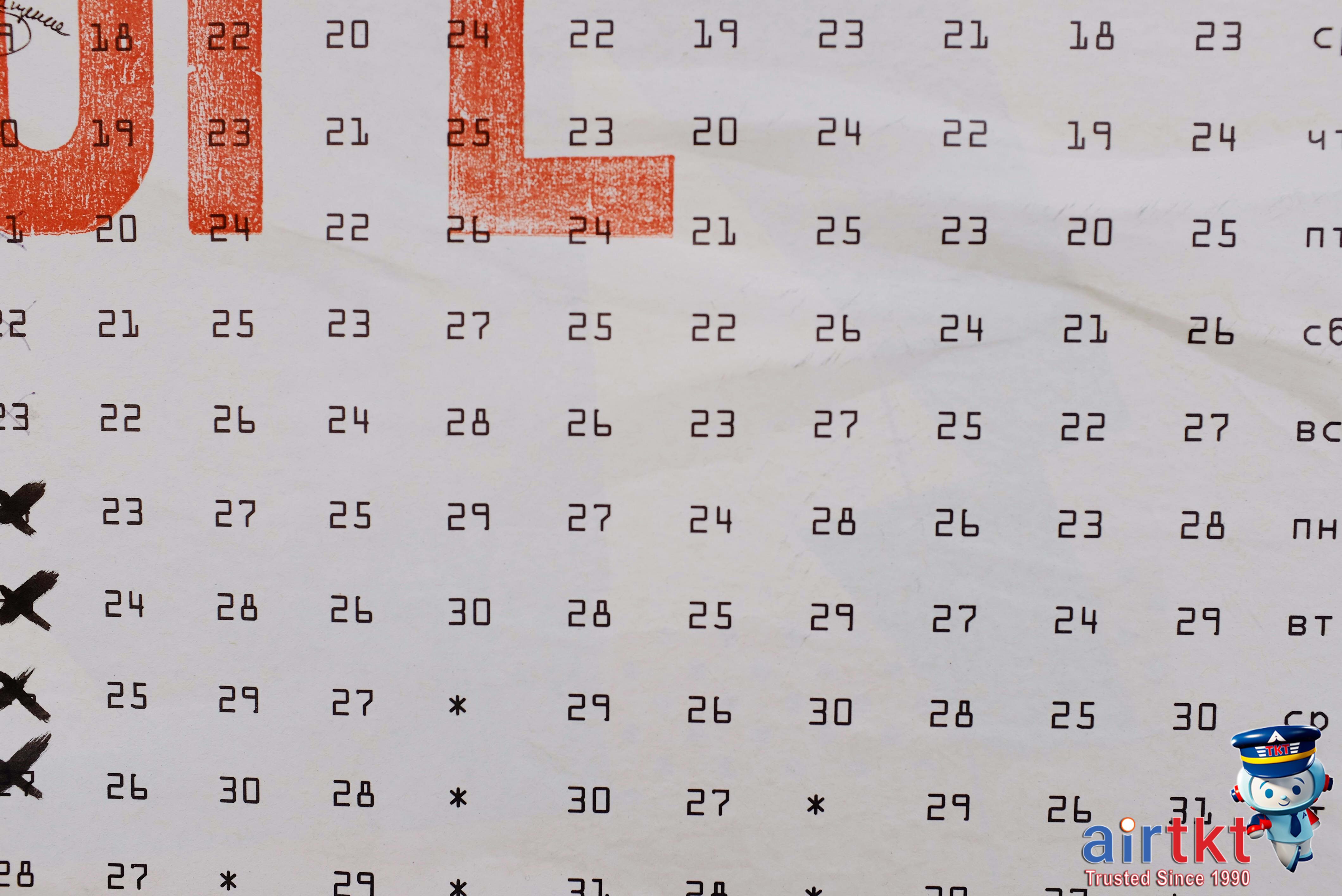 Calendar with marked dates for travel planning