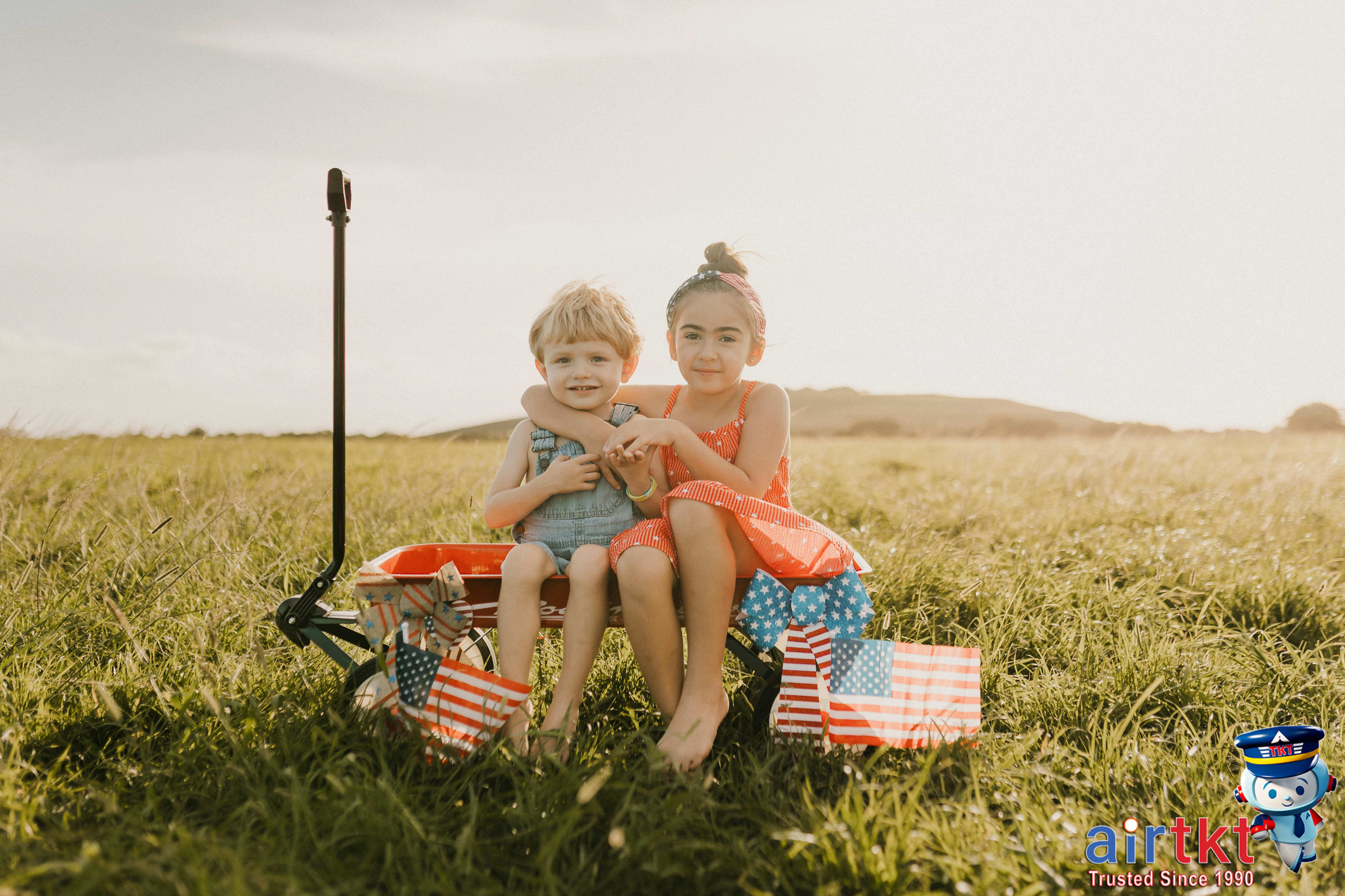 Fourth of July fireworks over a city skyline