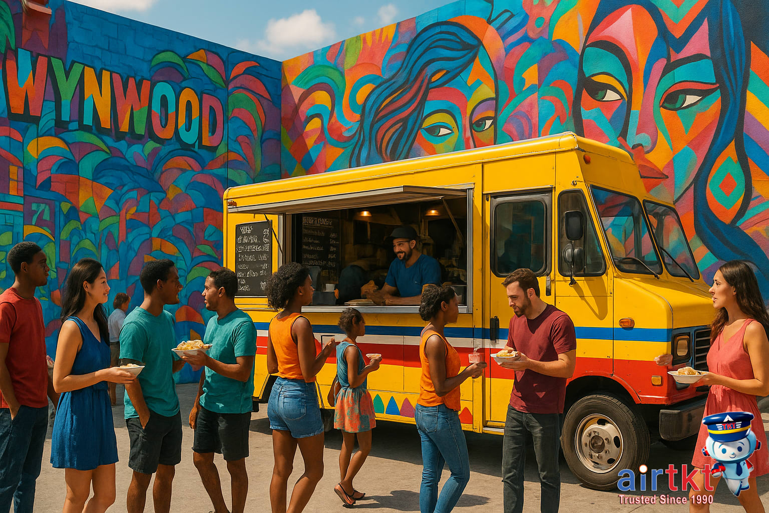 Food trucks and murals in Wynwood