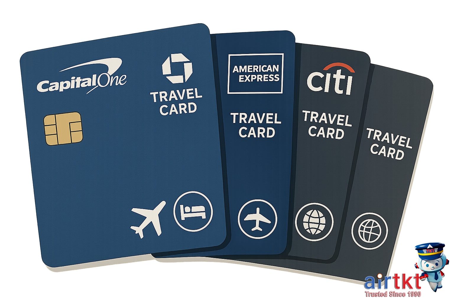 Travel essentials and credit cards ready for a trip