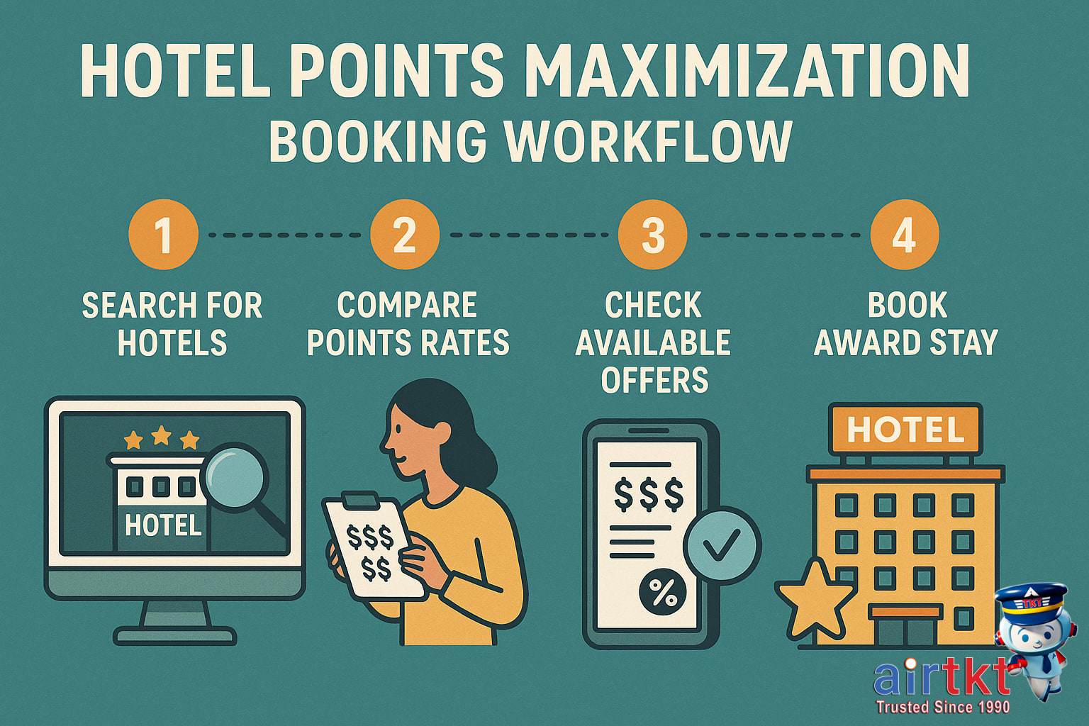 Hotel booking with points on laptop screen