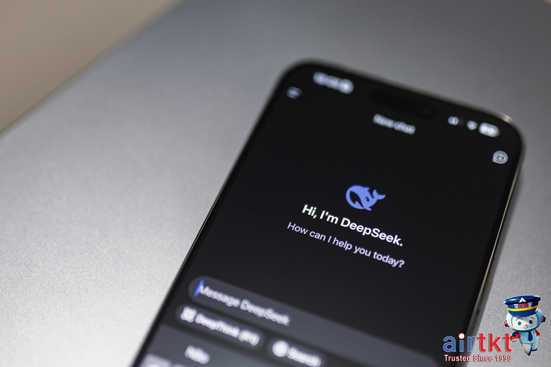 Smartphone showing AI chatbot travel itinerary