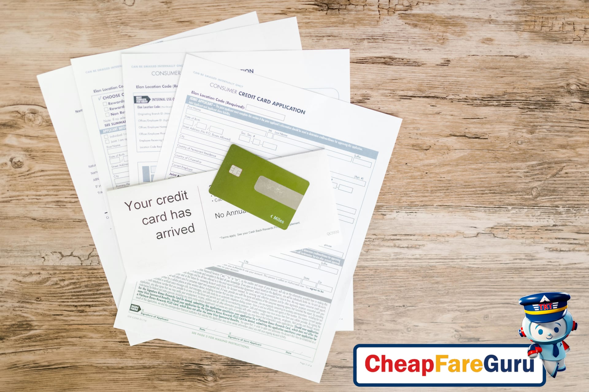 Rental car on road with credit card and insurance documents