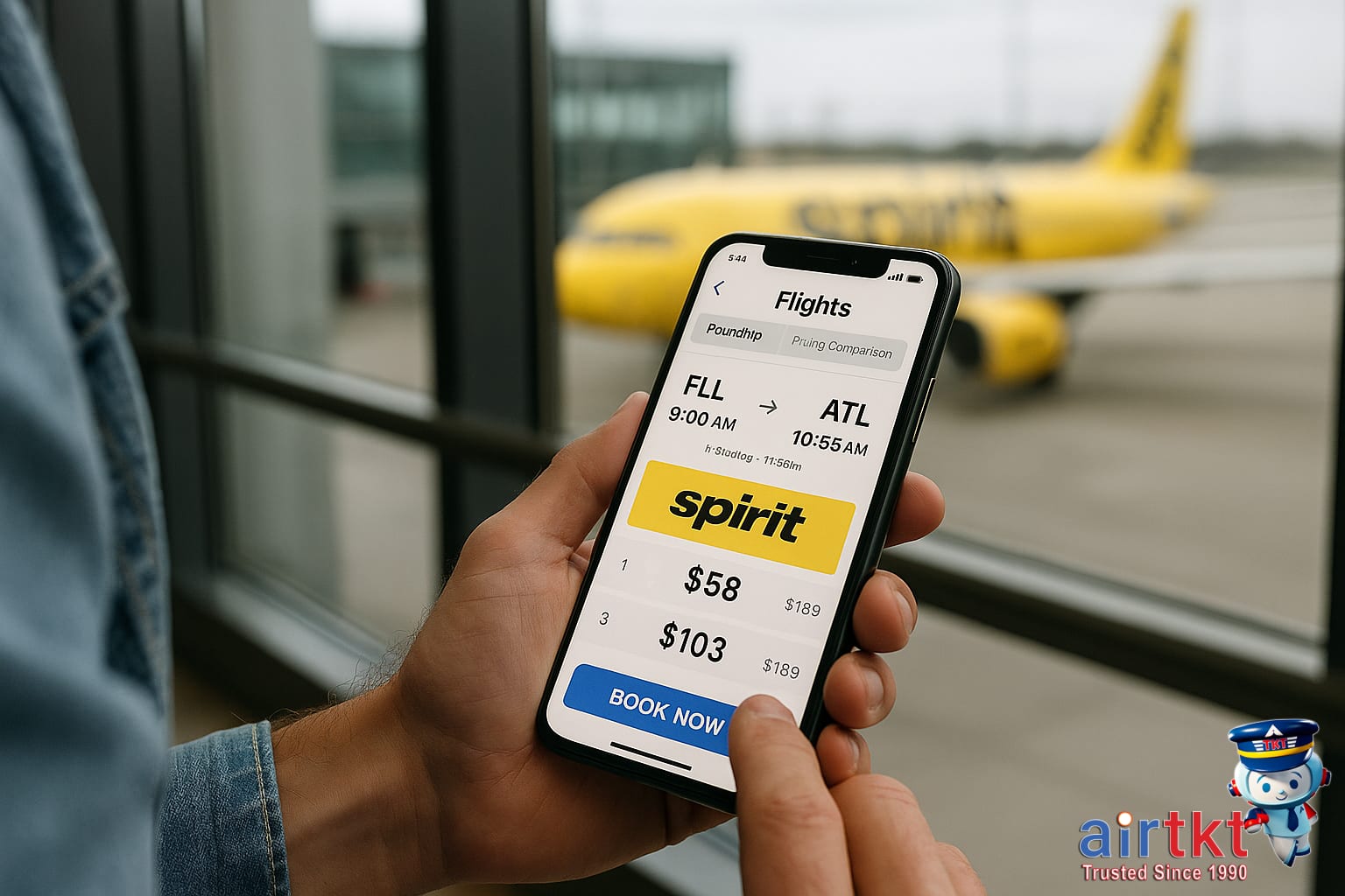 Spirit Airlines airplane in flight