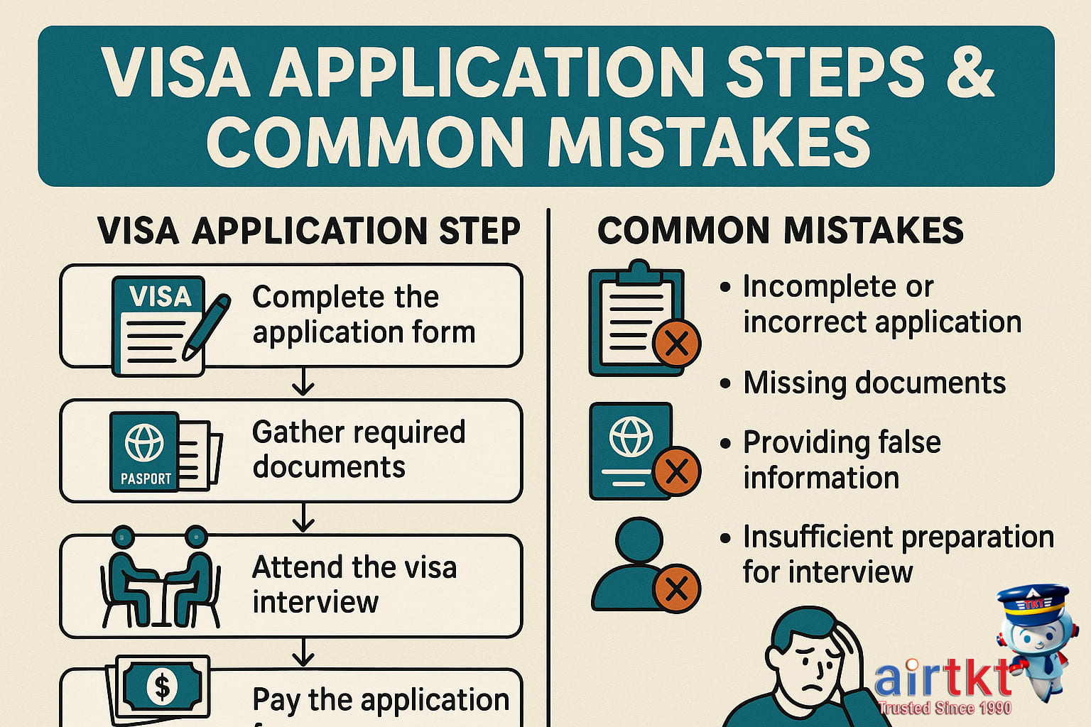 Traveler checking visa documents before flight