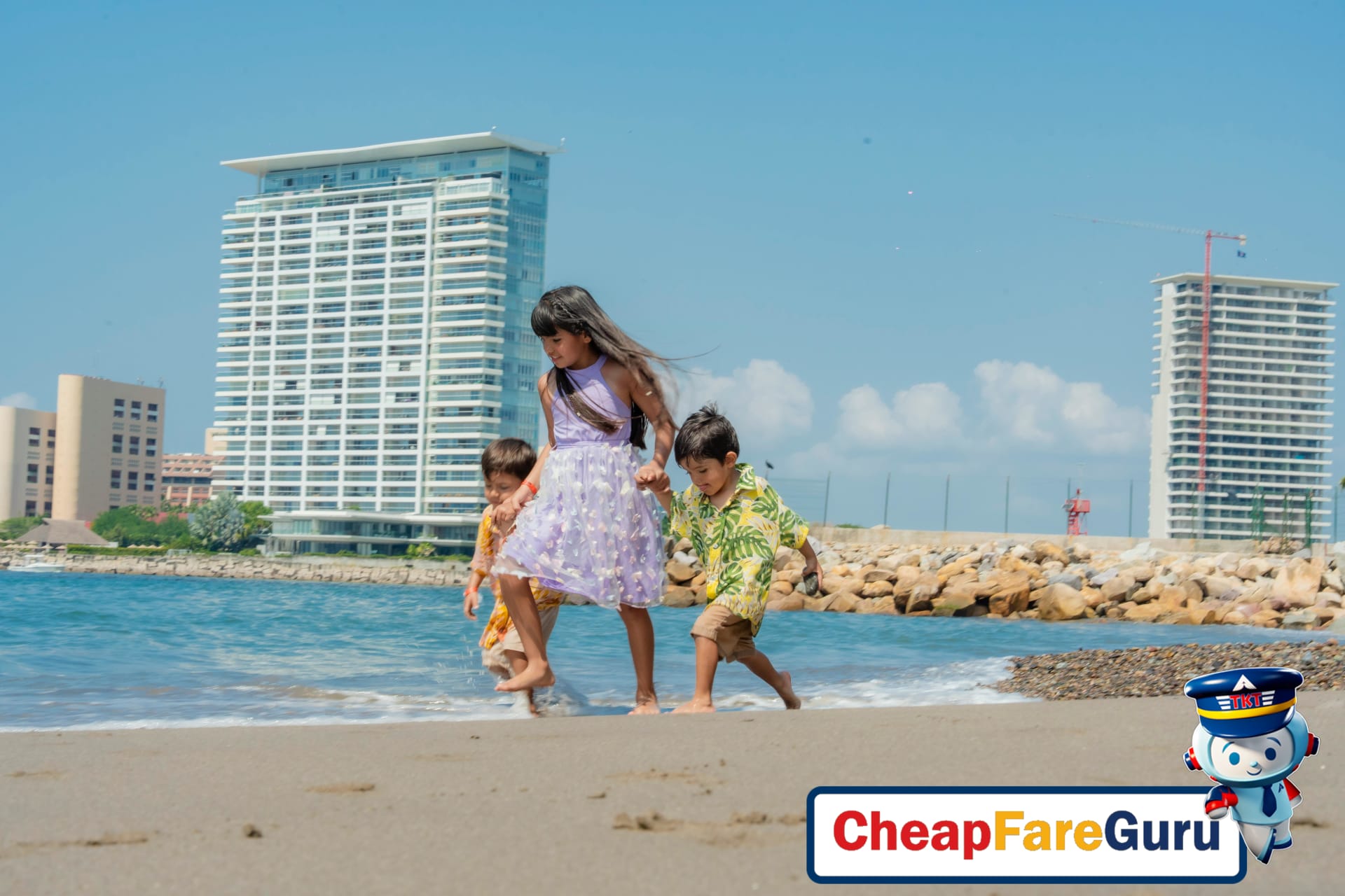 Family enjoying a sunny spring break vacation outdoors
