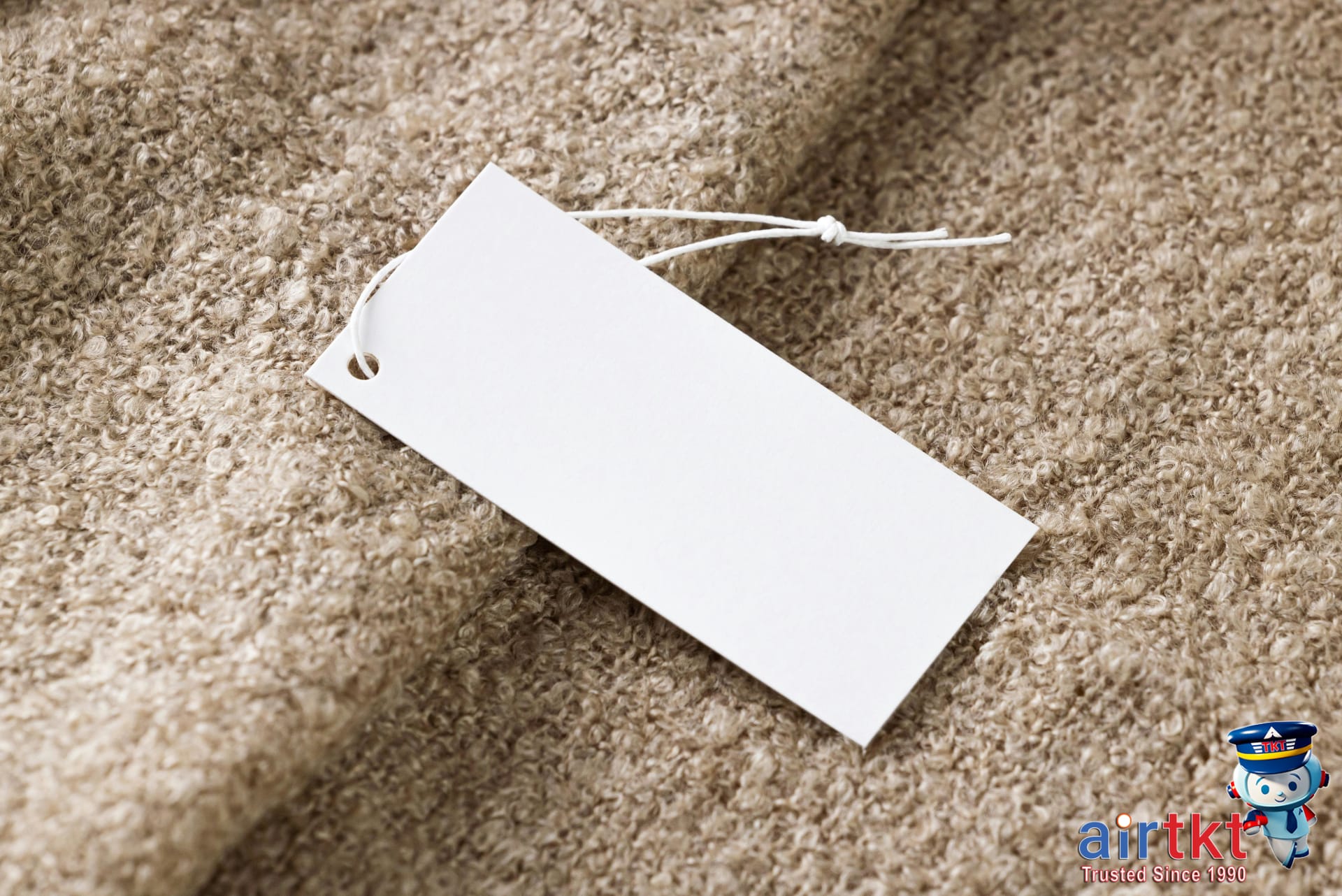 Close-up of price tags on winter clothing