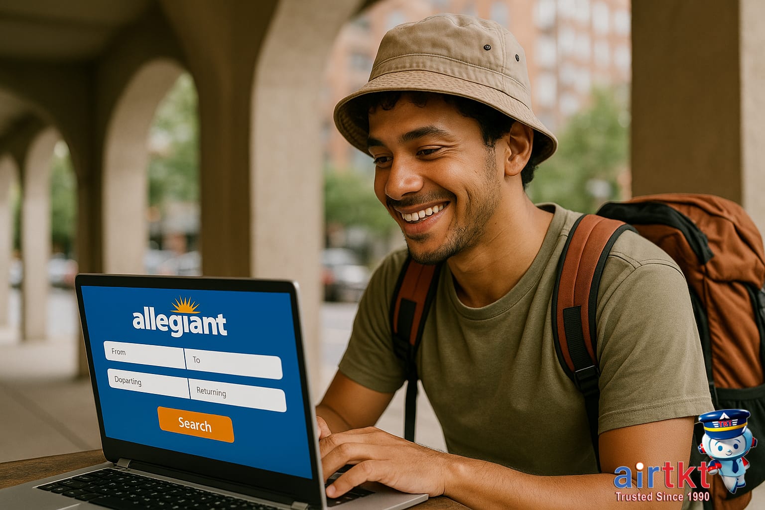 Allegiant Airlines plane at small regional airport