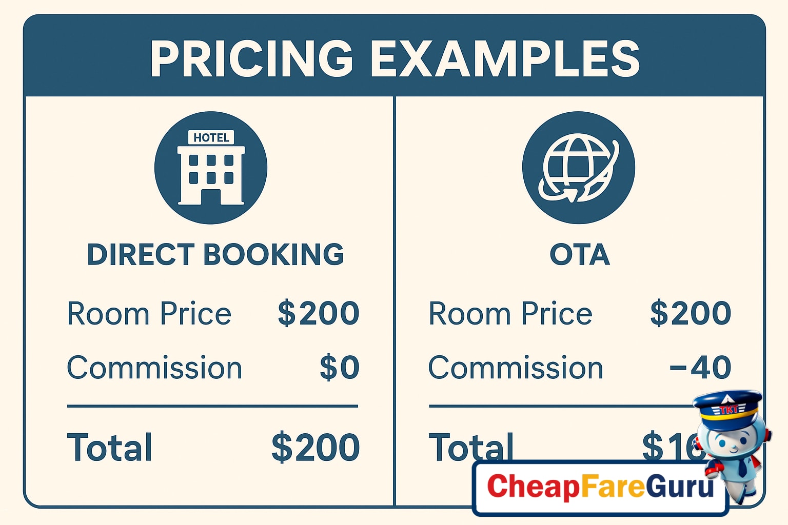 Booking process interface on hotel and OTA websites