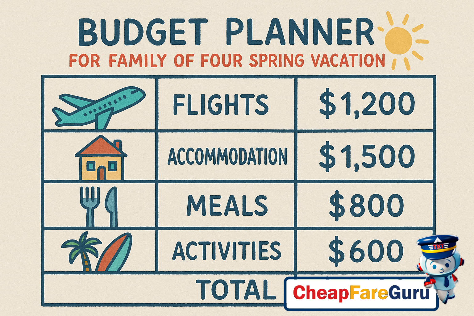 Family planning their vacation budget with travel expenses and tools