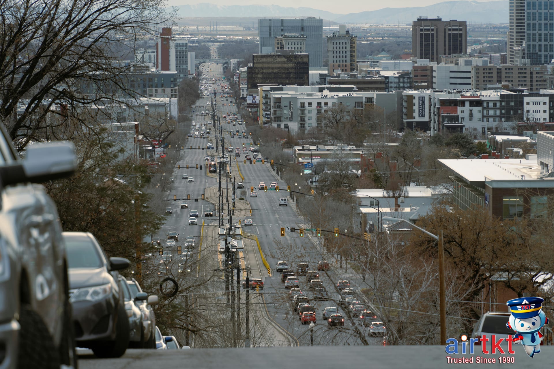 Salt Lake City downtown with mountain backdrop