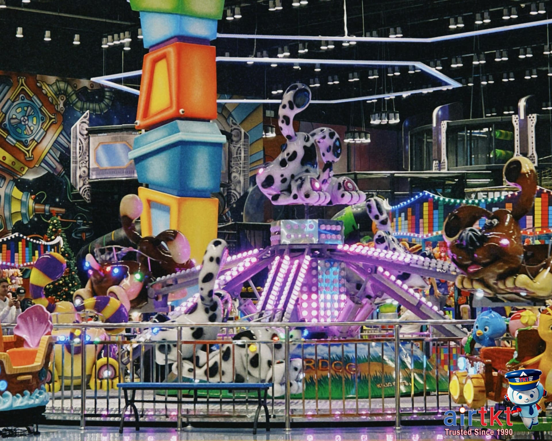 Family enjoying summer vacation at a beach and theme parks