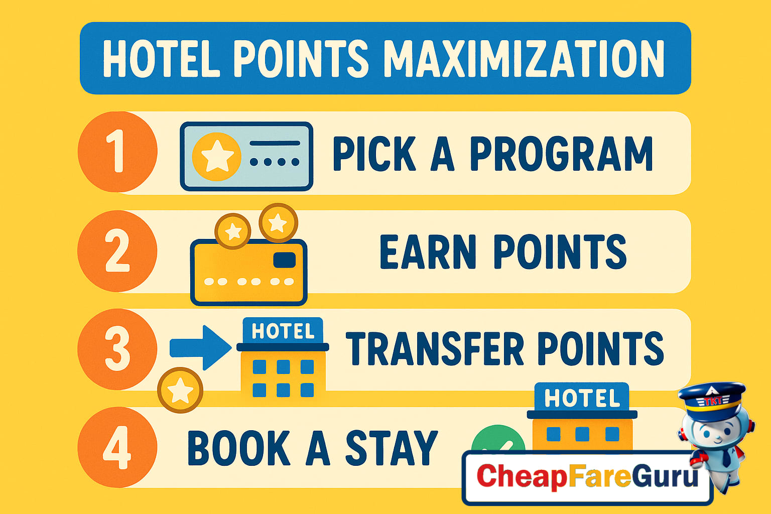 Infographic illustrating hotel points maximization step-by-step process
