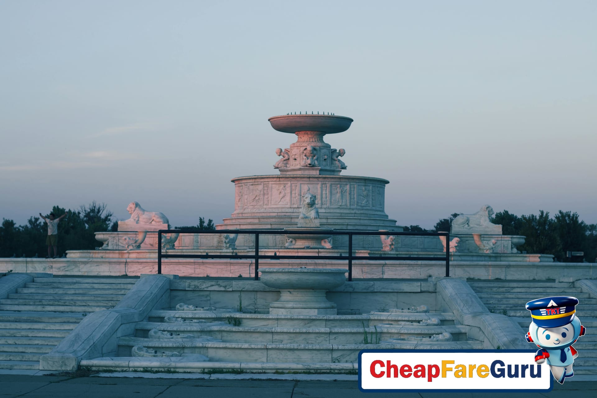 Detroit skyline with river at sunset