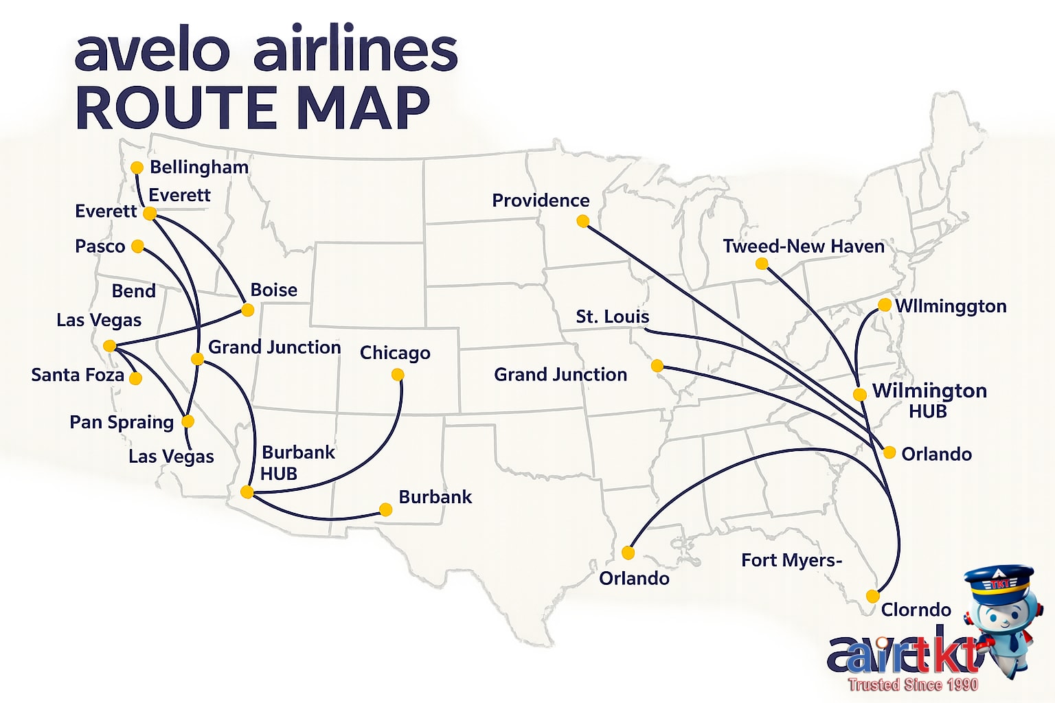 Avelo Airlines aircraft on runway at sunset
